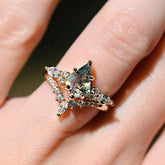 2pcs Fashion Rings Natural Green Moss Stone Agate Ring For Women Personalized Jewelry - Show Gadgets